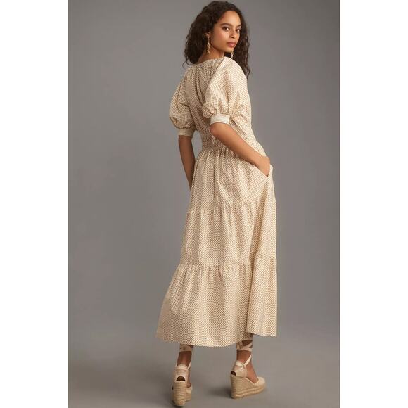 nwt by ANTHROPOLOGIE sz 2X The Somerset: Puff Sleeve Edition in Neutral motif - Picture 4 of 5